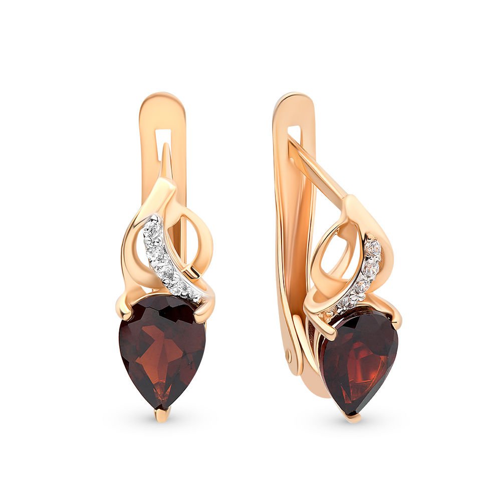 

Серьги из красного золота 585Gold 202005812, гранат, 202005812