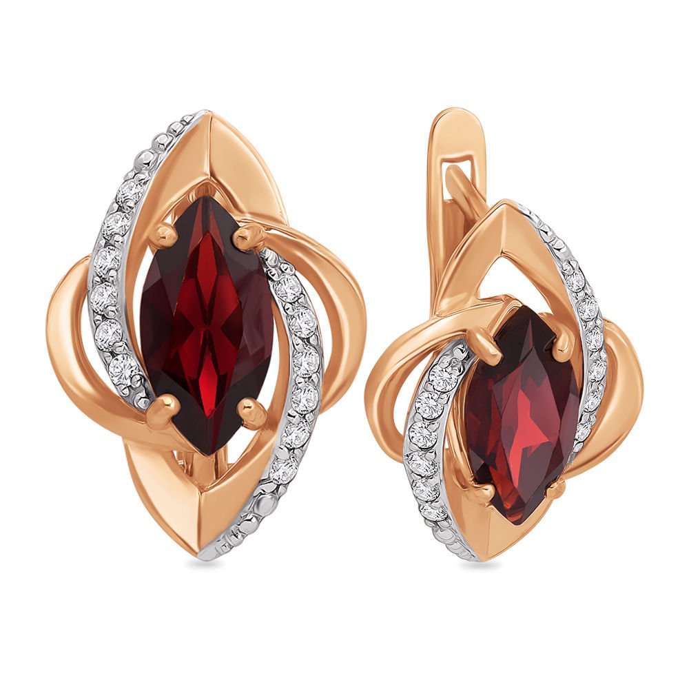 

Серьги из красного золота с гранатом 585Gold 202005759, 202005759