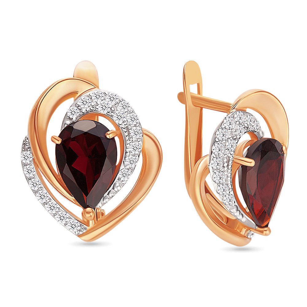 

Серьги из красного золота с гранатом 585Gold 202005761, 202005761