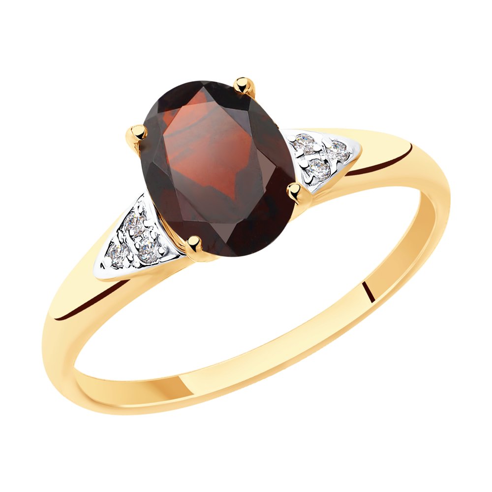 

Кольцо из красного золота р. , Diamant 51-310-00216-2, фианит/гранат, 51-310-00216-2