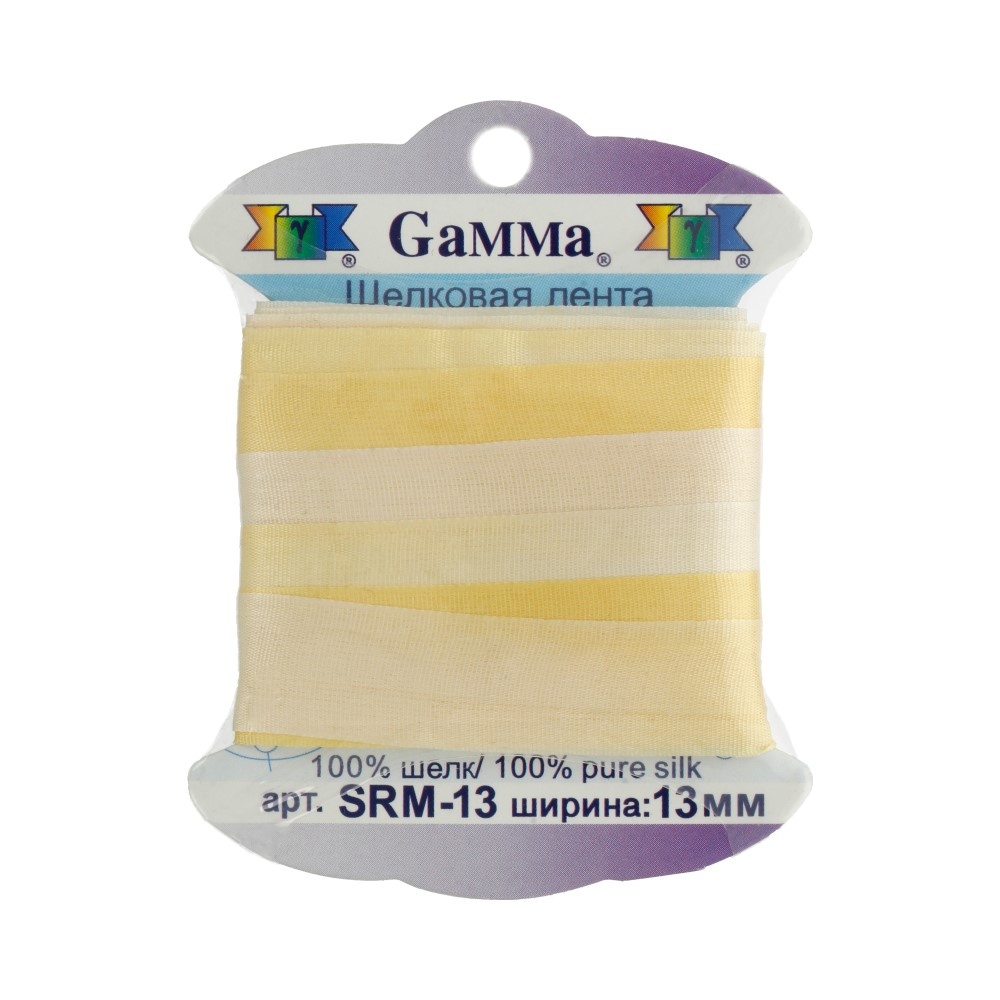 

Gamma шелковая, 13 мм, 9,1 +/- 0,5 м, цвет бледно-желтый и желтый (M007)