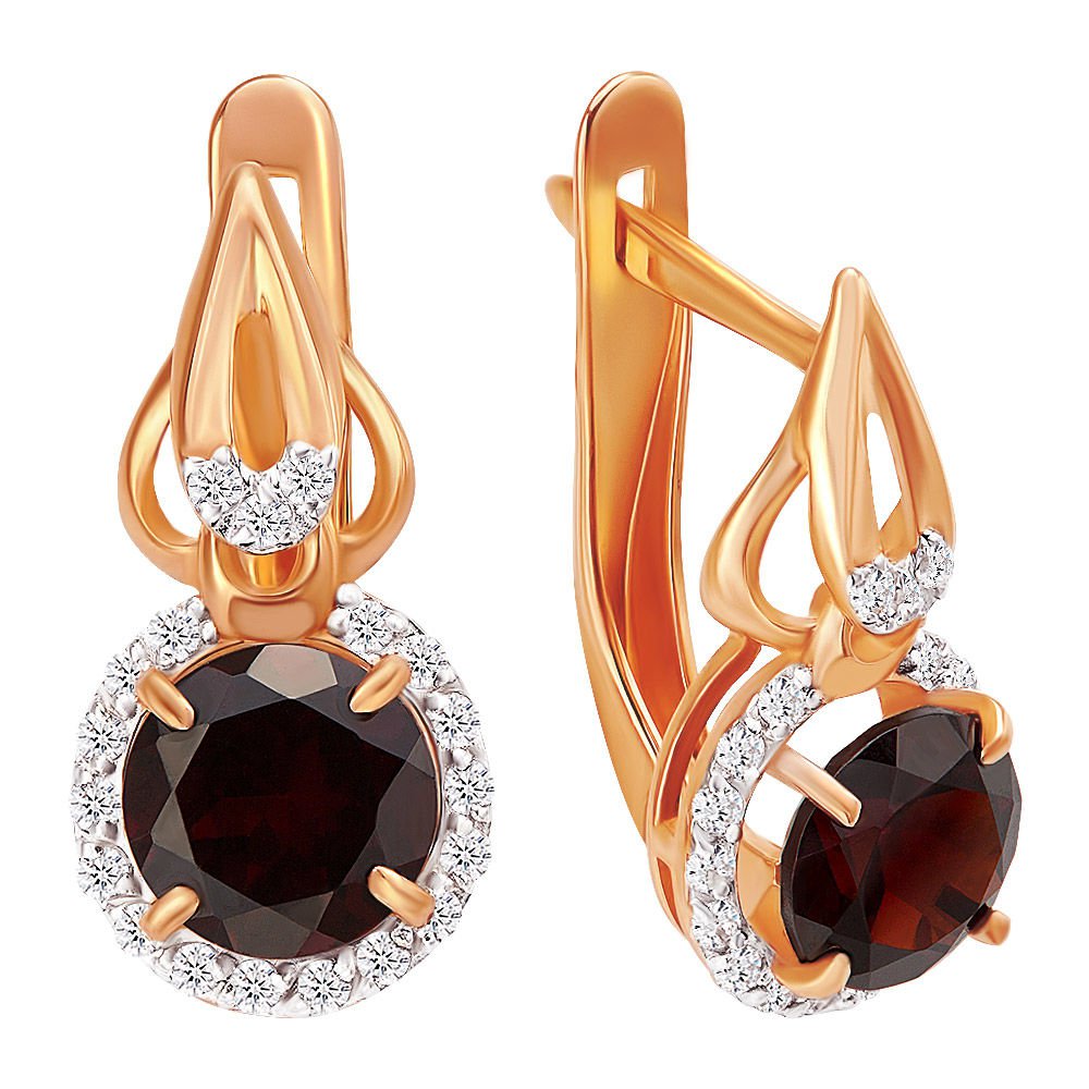 

Серьги из красного золота с гранатом 585Gold 202005656, 202005656