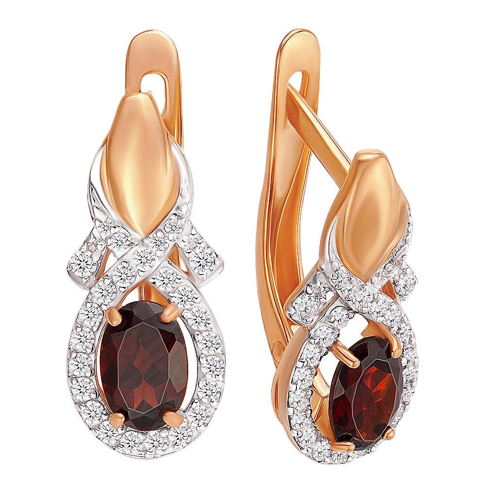 

Серьги из красного золота с гранатом 585Gold 202005643, 202005643
