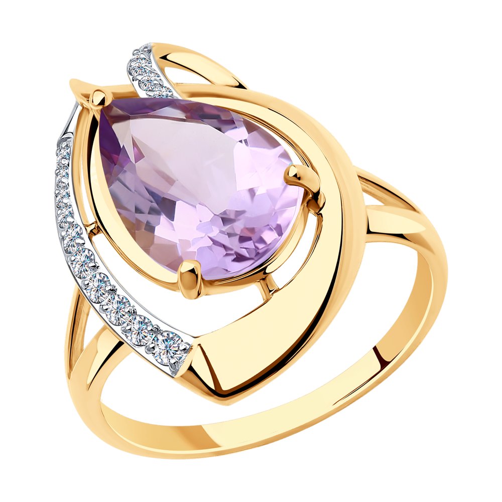 

Кольцо из красного золота с аметистом /фианитом р. 19 Diamant 51-310-00931-2, 51-310-00931-2
