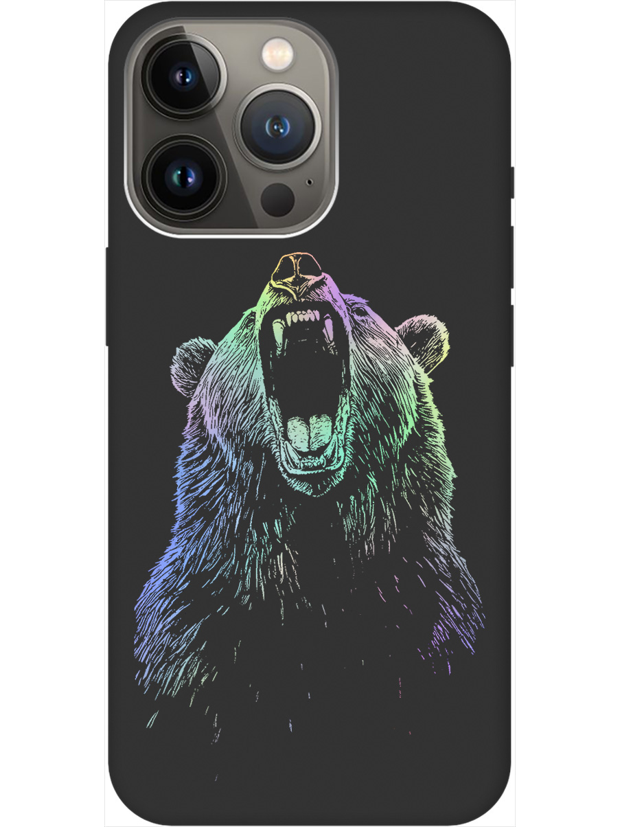 

Силиконовый чехол на Apple iPhone 13 Pro с принтом "Медведь Гризли" матовый черный, Черный;серебристый, 732241013