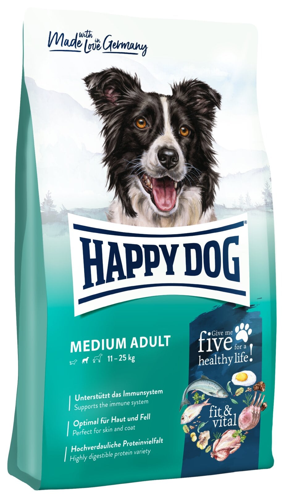 фото Сухой корм для собак happy dogfit&vital medium adult, птица, 1кг