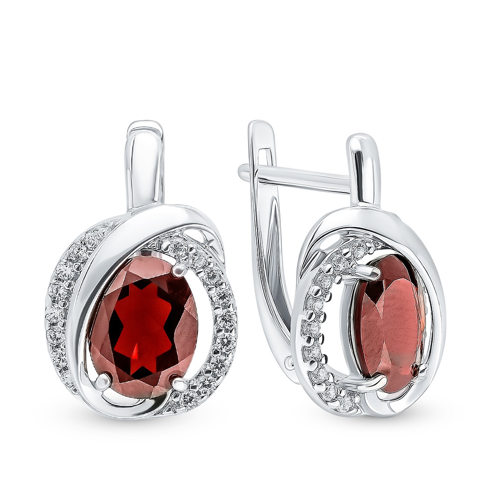 Серьги из серебра с гранатом 585Gold 702008397