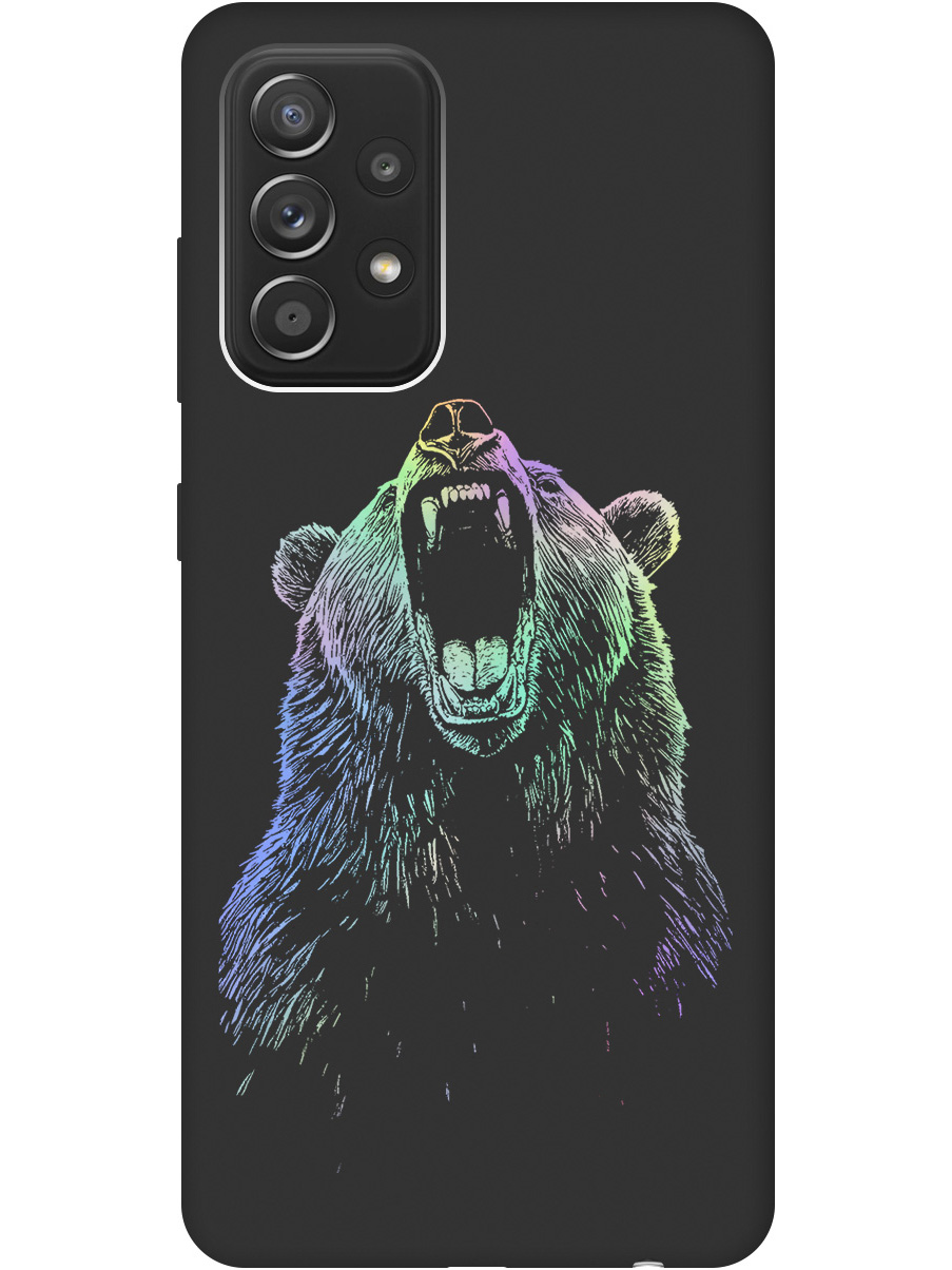

Силиконовый чехол на Samsung Galaxy A52 с принтом "Медведь Гризли" матовый черный, Черный;серебристый, 724990113