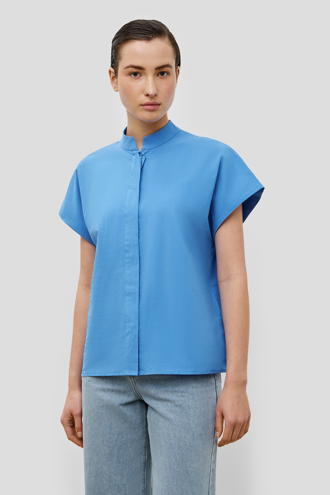 

Блуза женская Baon B1923007 синяя 2XL, Синий, B1923007