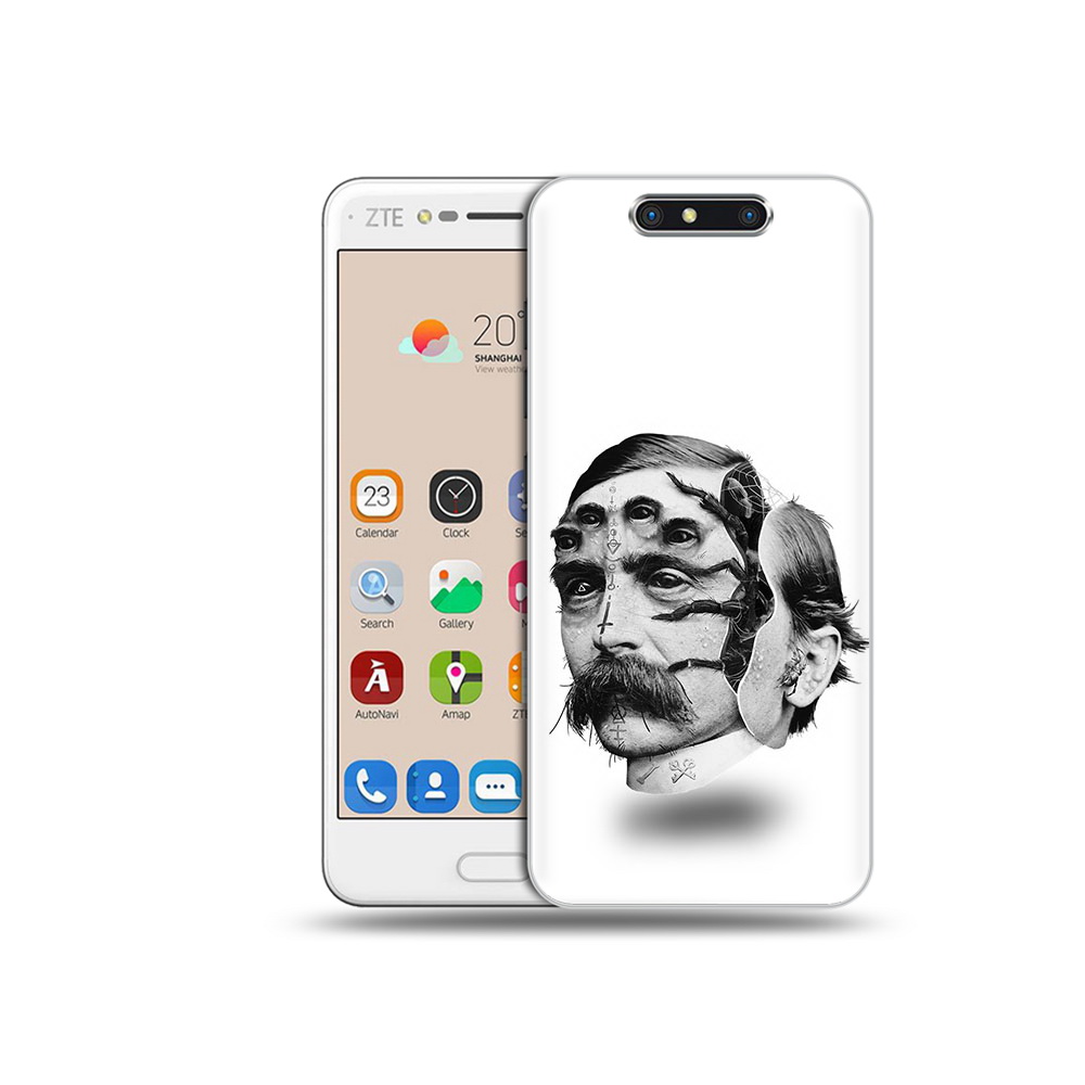 

Чехол MyPads Tocco для ZTE Blade V8 страшное лицо мужчины (PT100217.451.629), Прозрачный, Tocco
