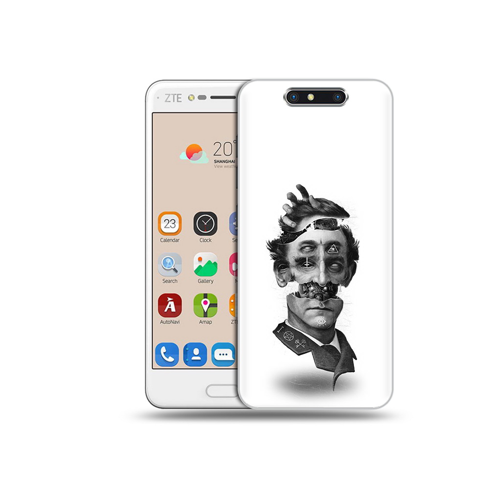 

Чехол MyPads Tocco для ZTE Blade V8 страшное лицо абстракция (PT100217.451.628), Прозрачный, Tocco