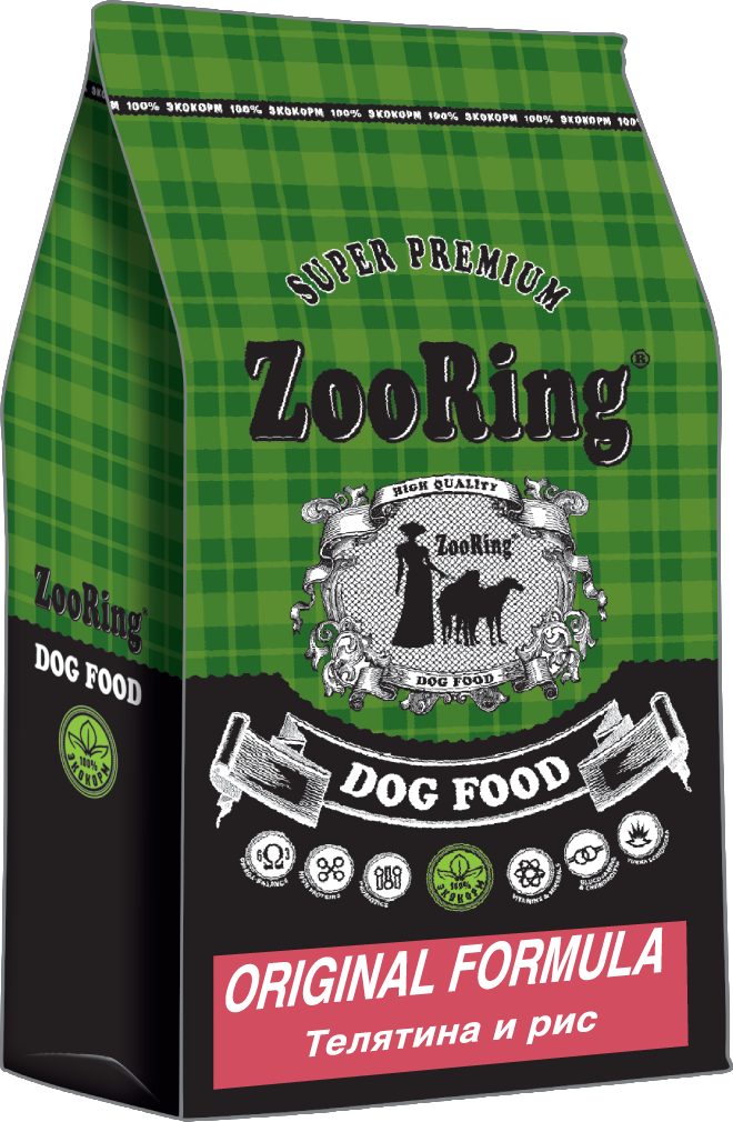 Сухой корм для собак ZooRing Original Formula, телятина, рис,  10кг