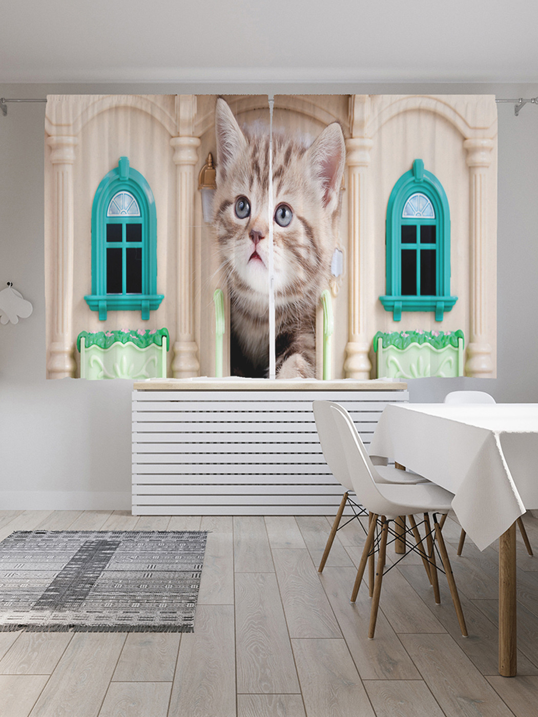

Шторы с фотопечатью JoyArty "Кошачий дом" из сатена, 290х180 см
