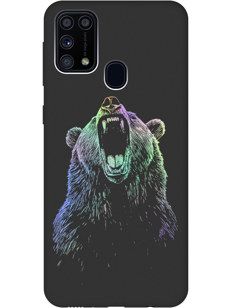 

Силиконовый чехол на Samsung Galaxy M31 с принтом "Медведь Гризли" матовый черный, Черный;серебристый, 722999213