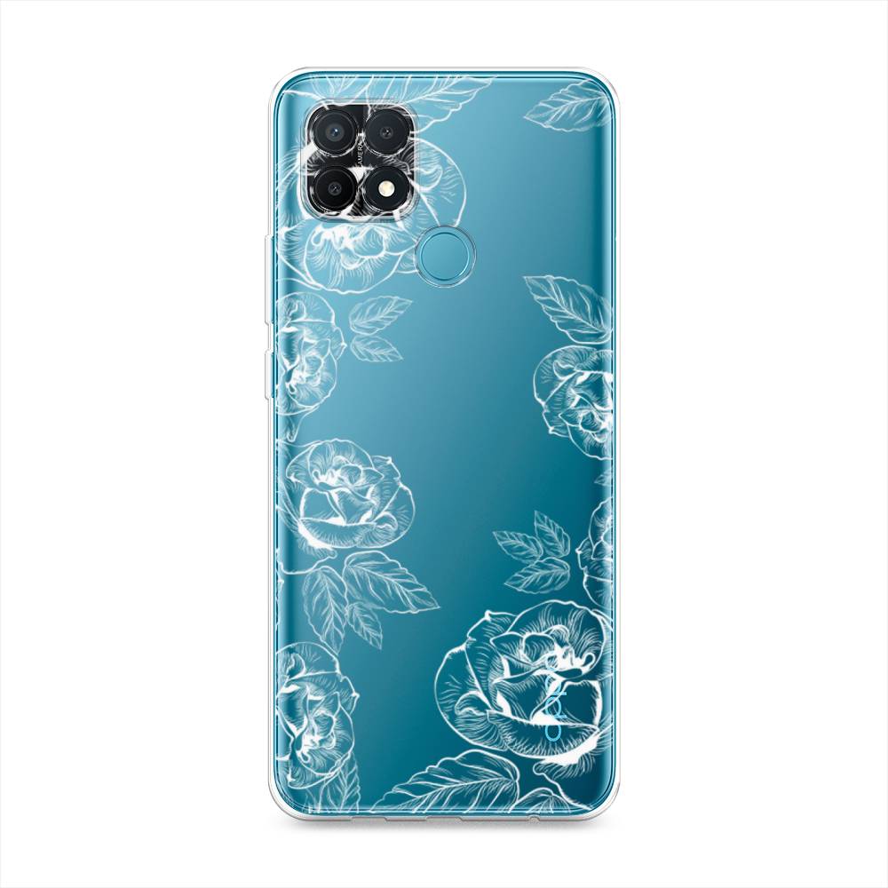 

Чехол на Oppo A15 "Розы графика", Черный;серый, 255650-2