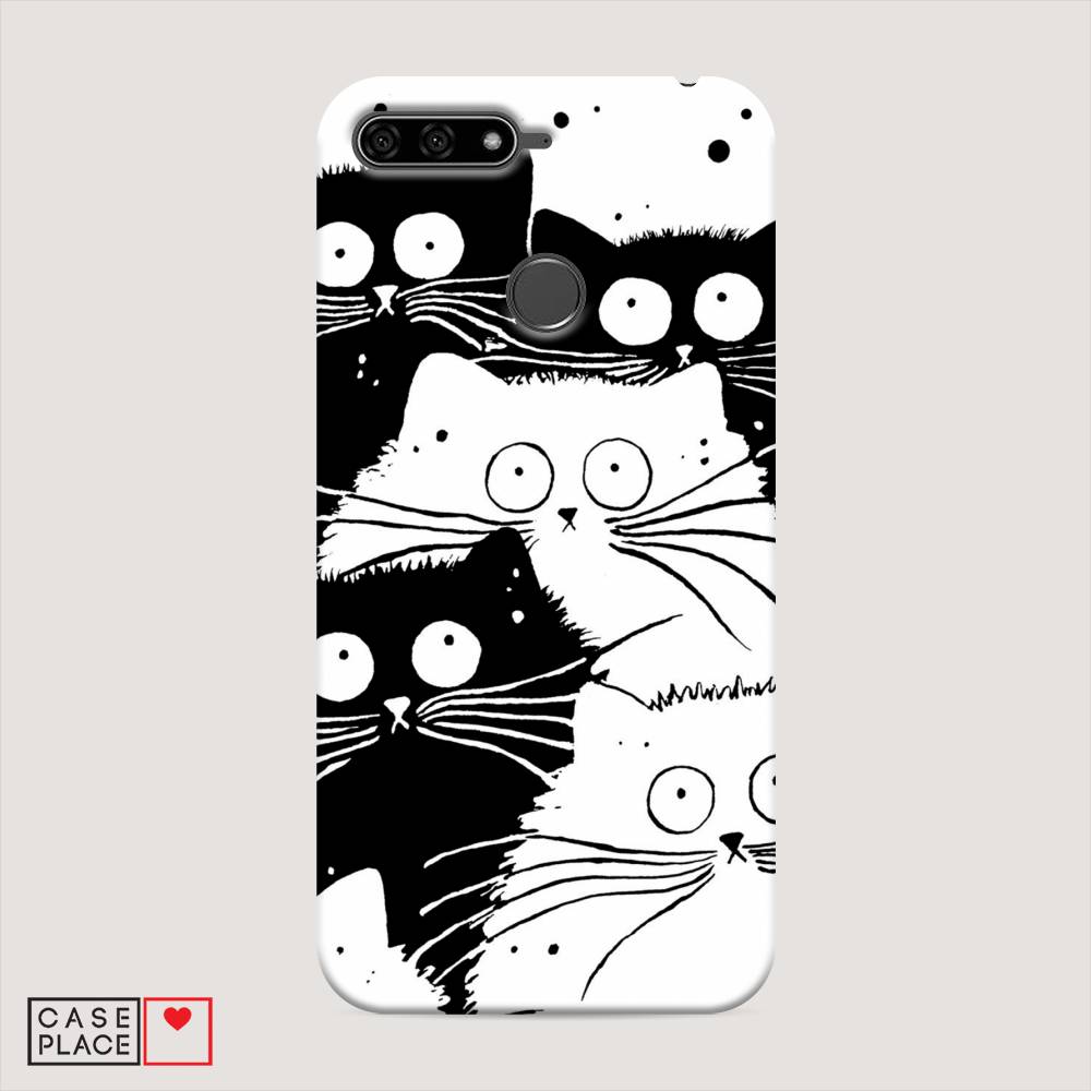фото Чехол awog "коты черно-белые" для honor 7c