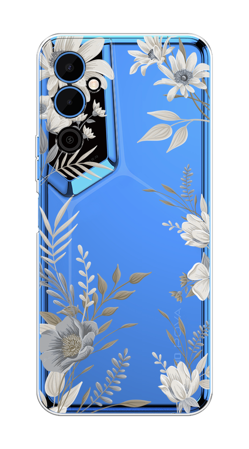 

Чехол на Tecno Pova Neo 2 "Цветы сепия", Серый;прозрачный;зеленый;белый, 302450-1