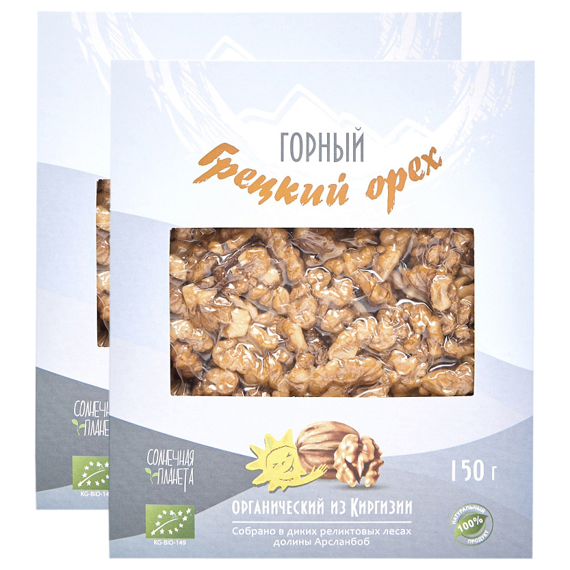 

Грецкий орех Organic around Горный, очищенный, 2 шт по 150 г