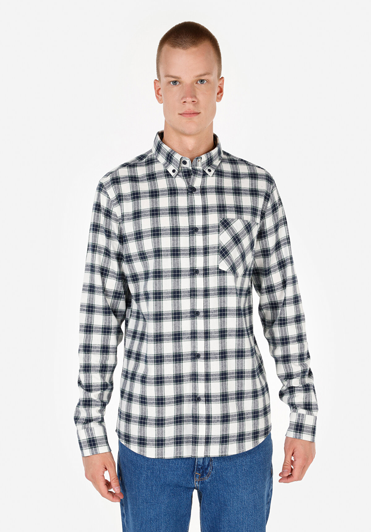 

Рубашка мужская Colin's CL1069838 синяя 2XL, Синий, CL1069838