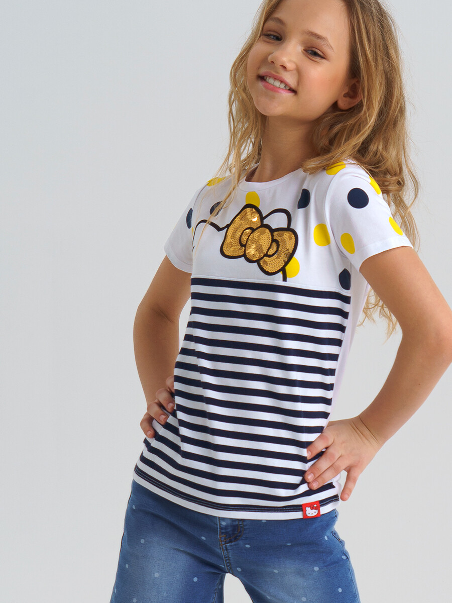 

Футболка детская PlayToday 12141821, цвет белый, разноцветный, размер 146, 12141821