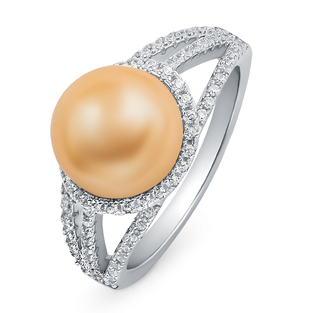 

Кольцо из серебра р.  585Gold 701011564, жемчуг искусственный\фианит, 701011564