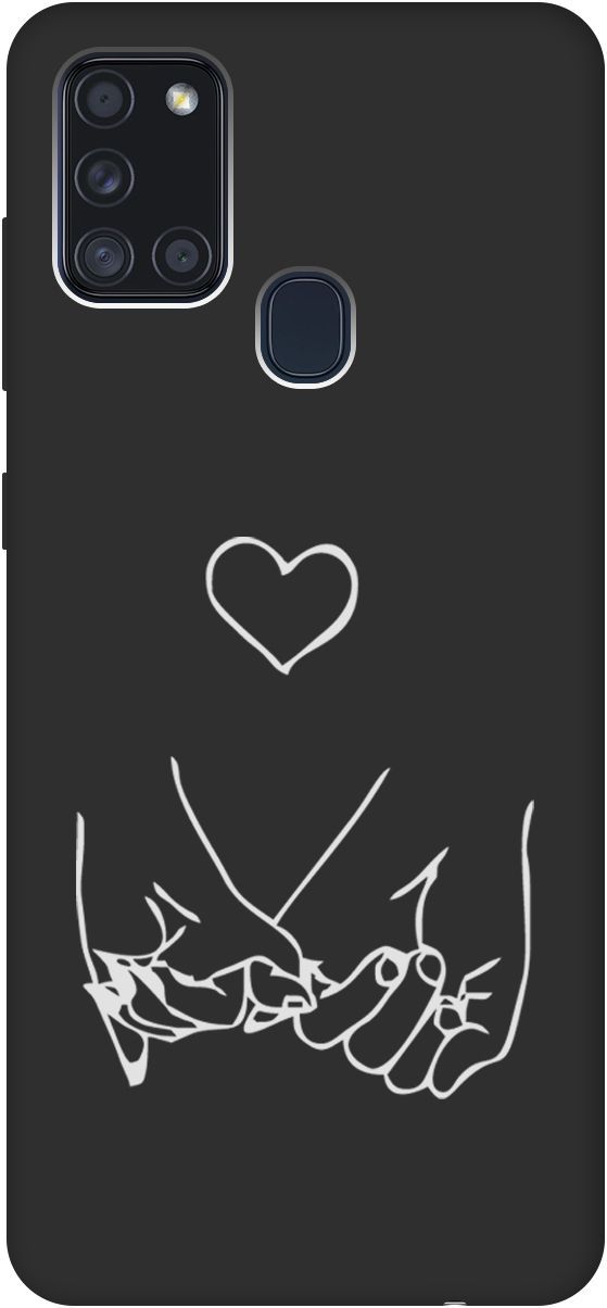 

Матовый чехол на Samsung Galaxy A21s "Lovers Hands W" черный, Черный;белый, 8409