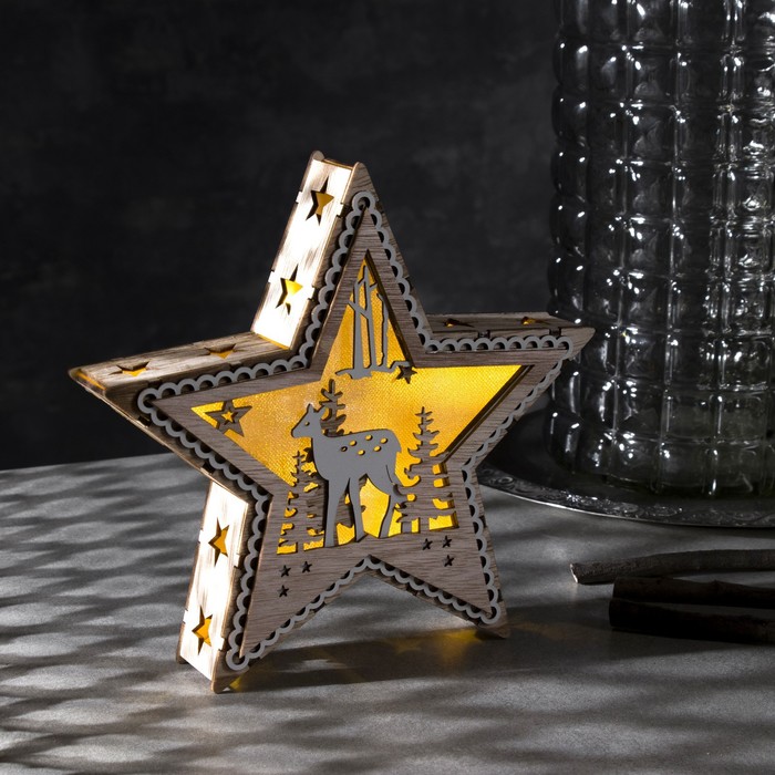 

Световая фигура Luazon Lighting Звезда с оленем 4364299 белый теплый, Звезда с оленем