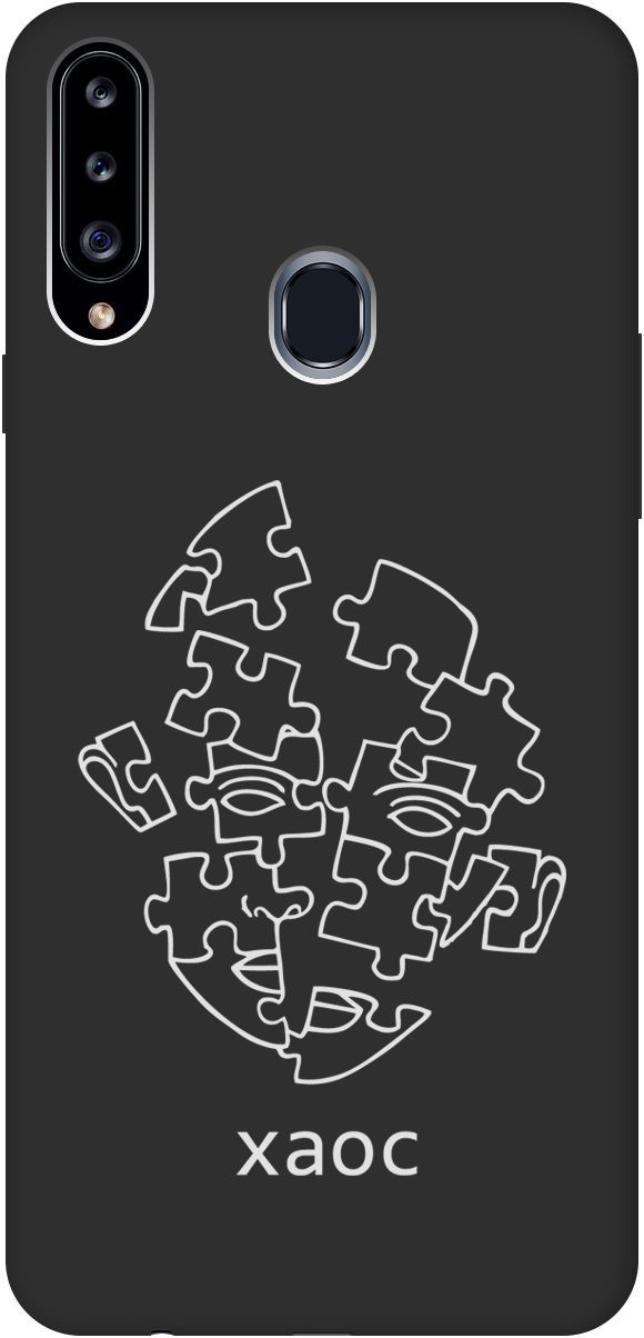 

Матовый чехол на Samsung Galaxy A20s "Chaos W" черный, Черный;белый, 8408