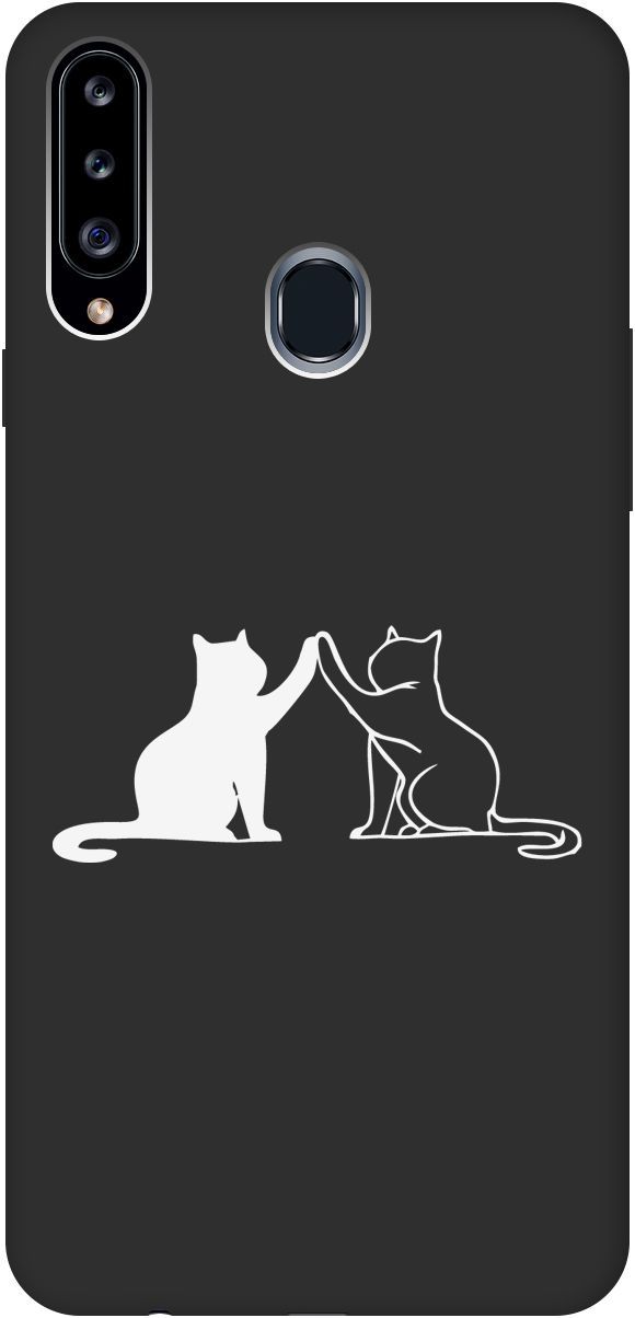 

Матовый чехол на Samsung Galaxy A20s "Cats W" черный, Черный;белый, 8408