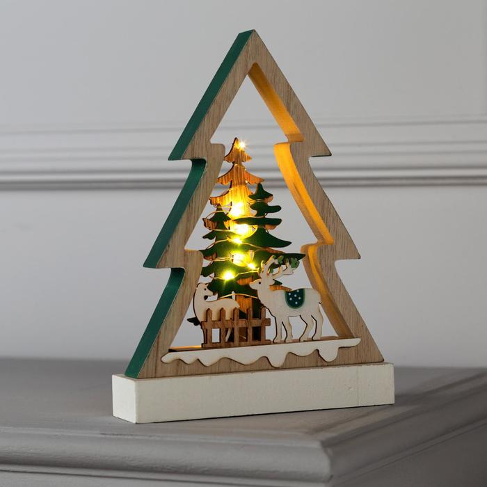 

Световая фигура Luazon Lighting Елка с оленями 6117391 белый теплый, Елка с оленями