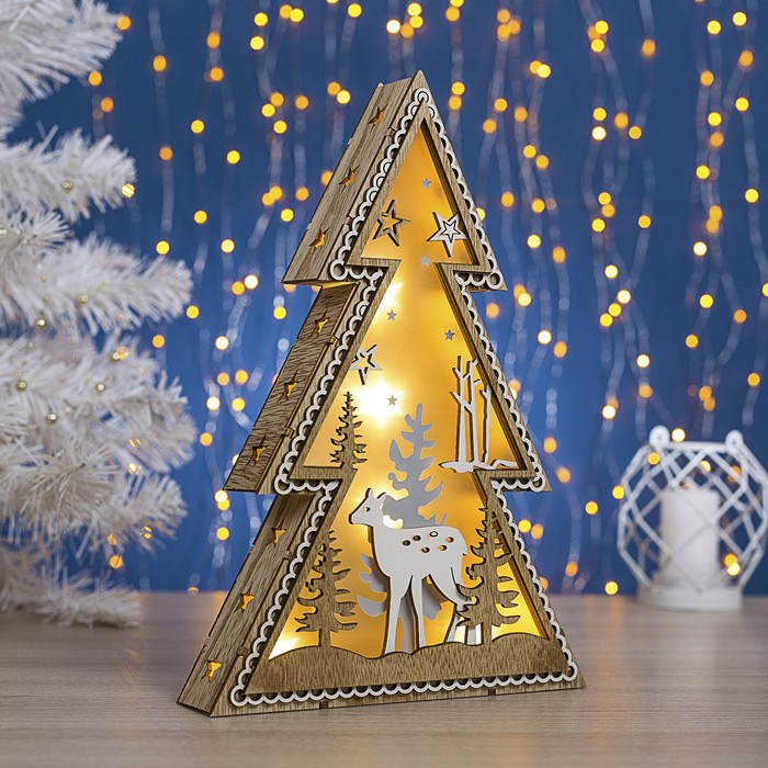 

Световая фигура Luazon Lighting Елка с оленем 4364310 белый теплый, Елка с оленем