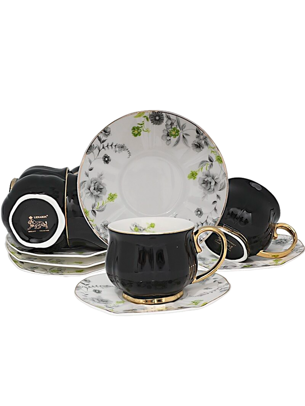 

Чайный набор 12 предметов фарфор Lenardi 240мл 133-110, Черный