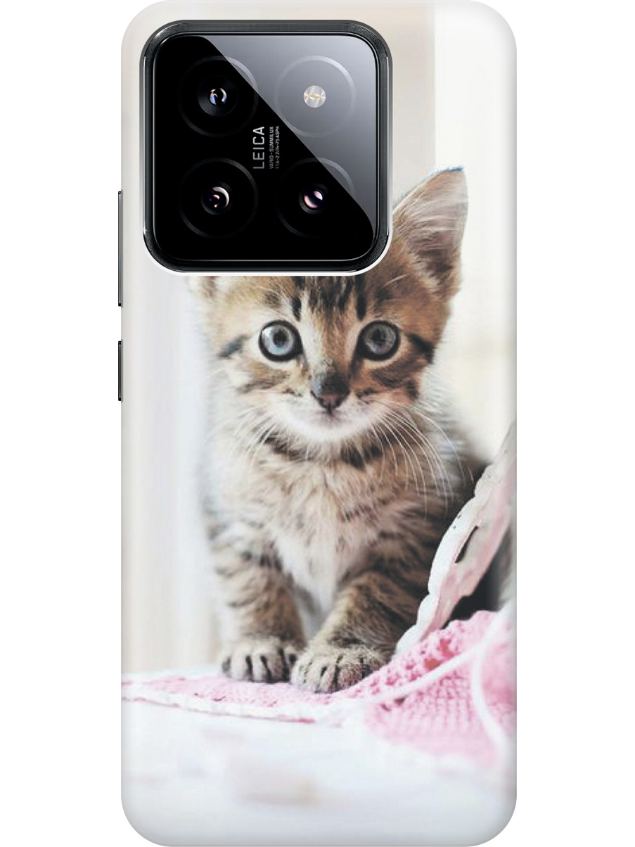 

Силиконовый чехол на Xiaomi 14 с рисунком "Милый котенок", Белый;коричневый, 20012082