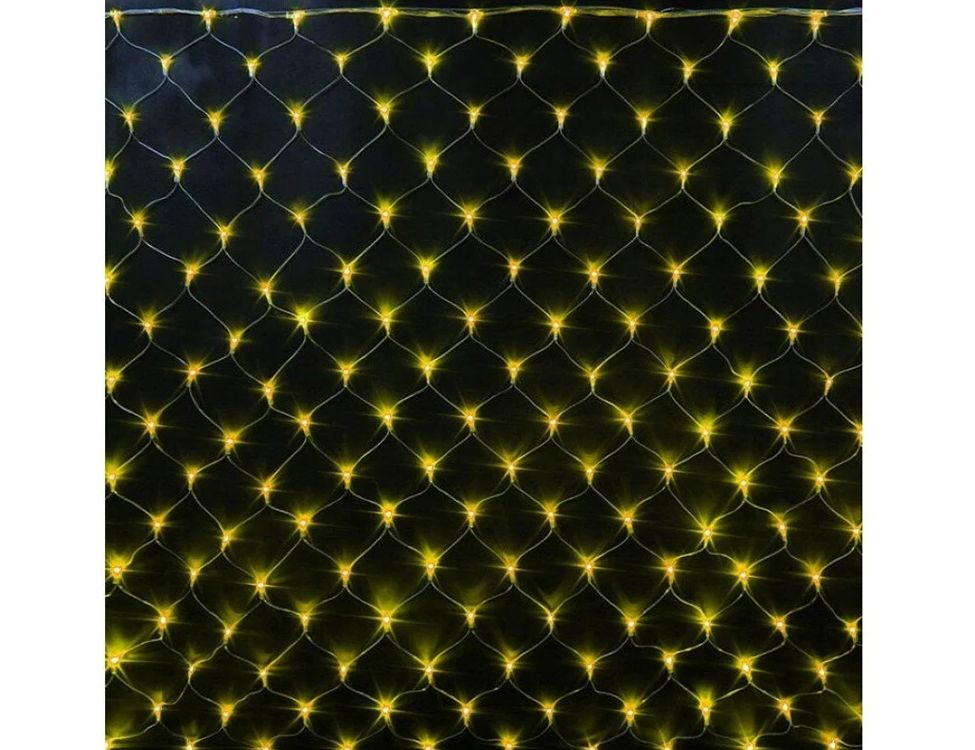 фото Светодиодная сетка, 192 желтых led-огня, 2х1.5 м, прозрачный провод, коннектор, уличная, r richled