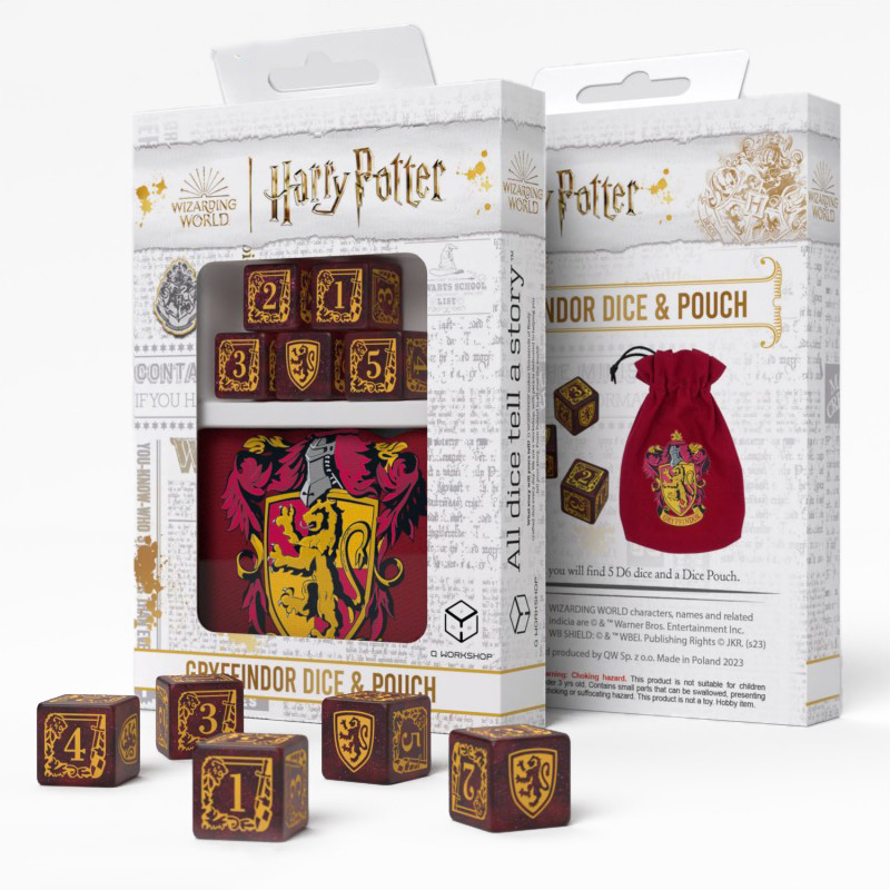 Набор кубиков с мешочком для игр Q-Workshop Harry Potter: Gryffindor набор кубиков для игр q workshop harry potter ravenclaw modern dice set white