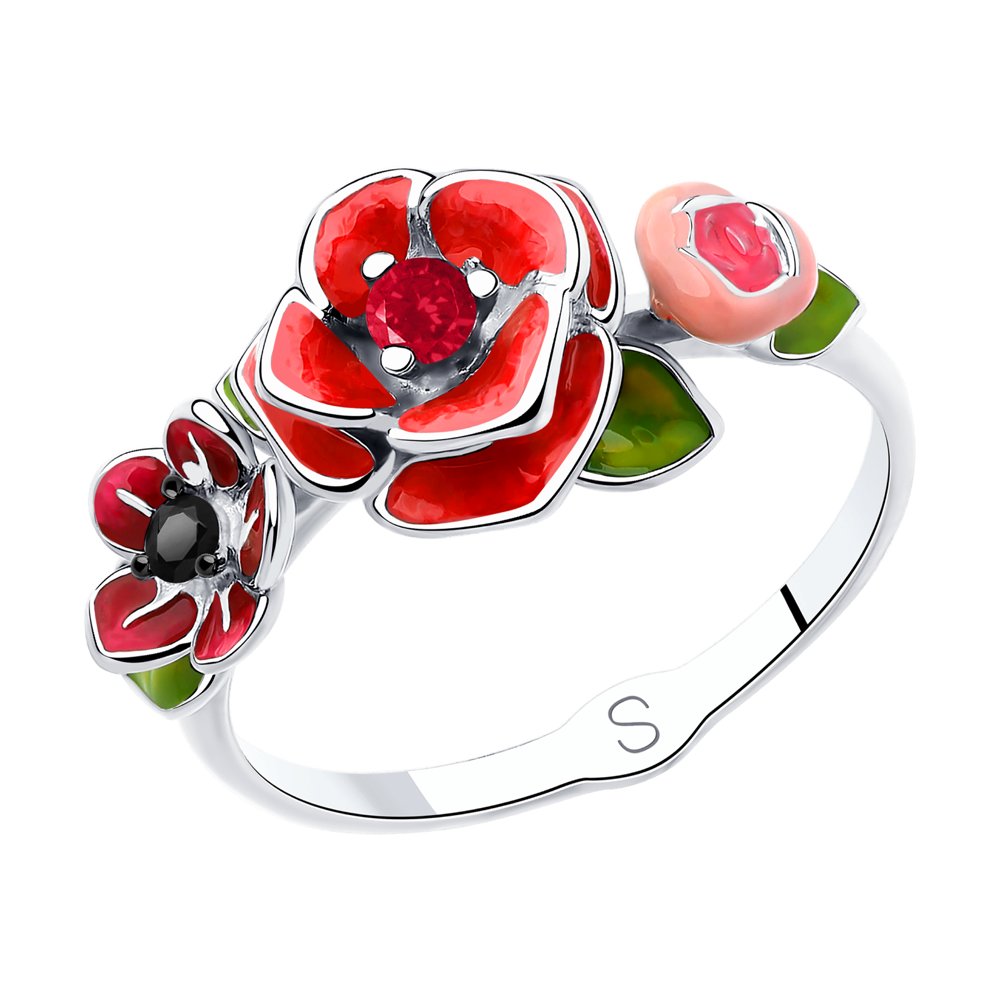 

Кольцо из серебра с фианитом/эмалью р.  SOKOLOV 94013031, 94013031