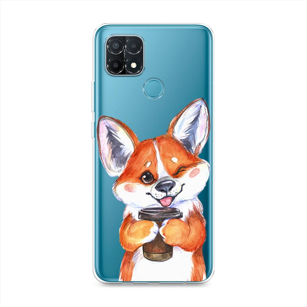 

Чехол на Oppo A15 "Корги с кофе", Оранжевый;белый, 255650-4