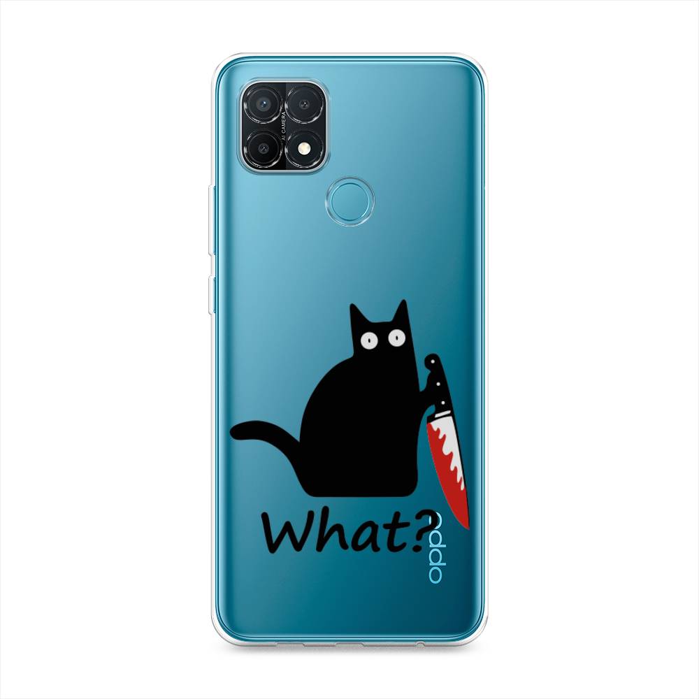 

Чехол на Oppo A15 "Котик с ножом", Черный;красный, 255650-6