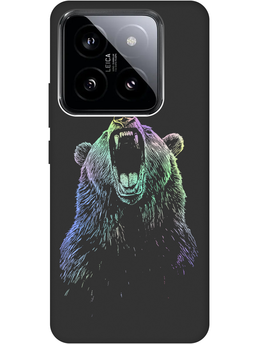 

Силиконовый чехол на Xiaomi 14 Pro с принтом "Медведь Гризли" матовый черный, Черный;серебристый, 777771013