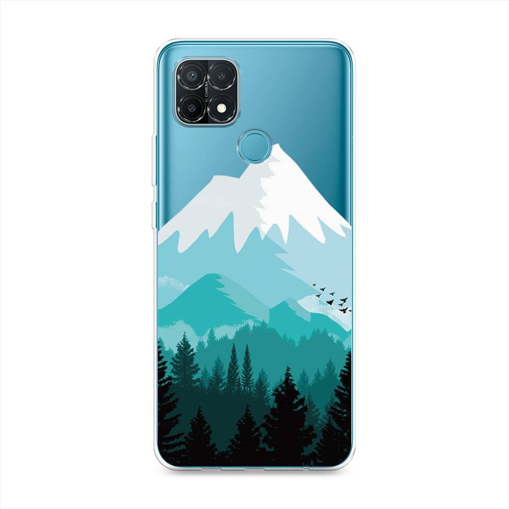 

Чехол на Oppo A15 "Синяя снежная гора", Белый;голубой, 255650-2