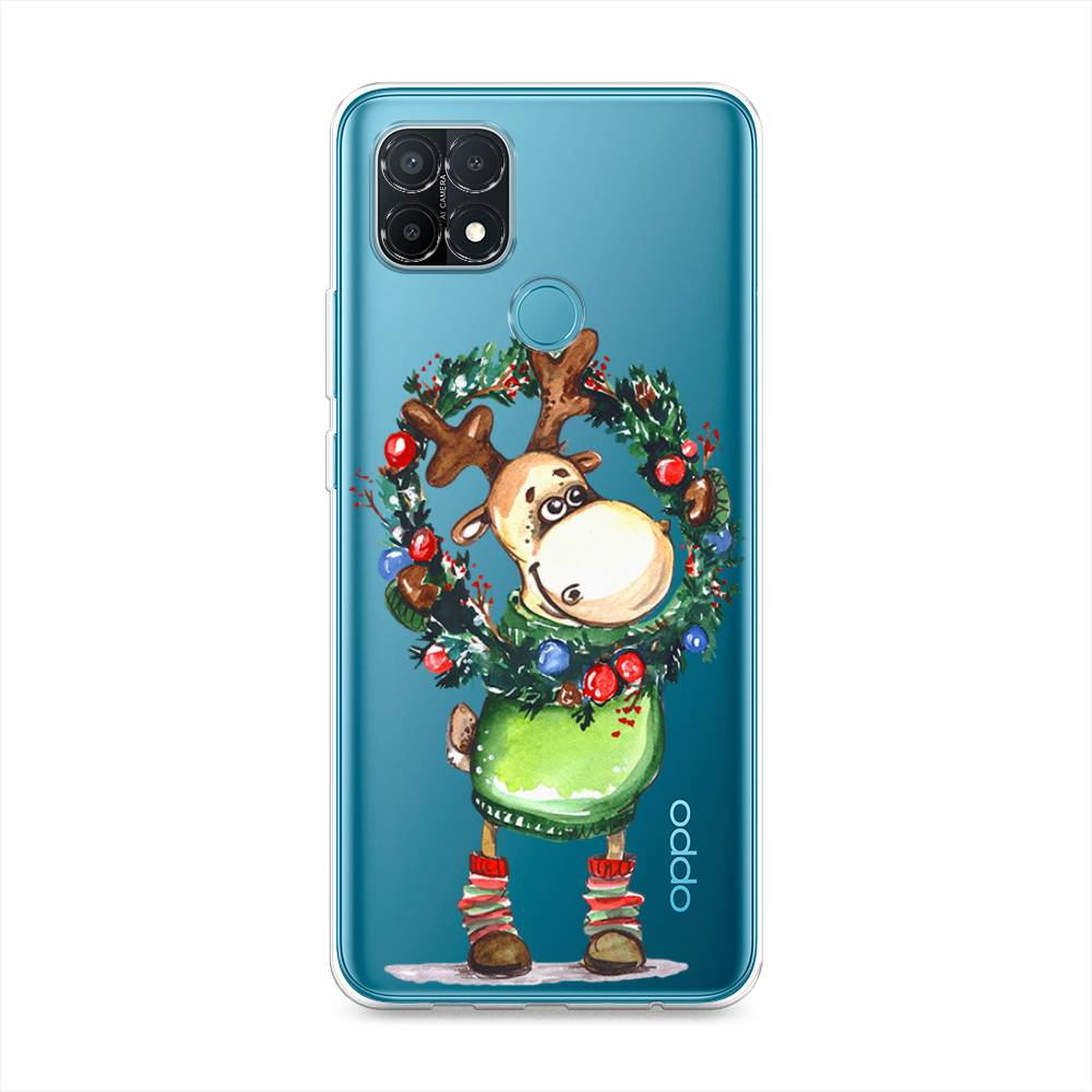 

Чехол на Oppo A15 "Олень с новогодним венком", 255650-4