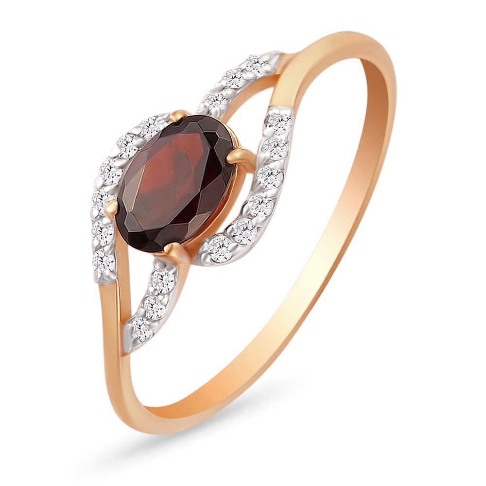 

Кольцо женское из красного золота с гранатом 585Gold 201007704, р. 16,5, 201007704