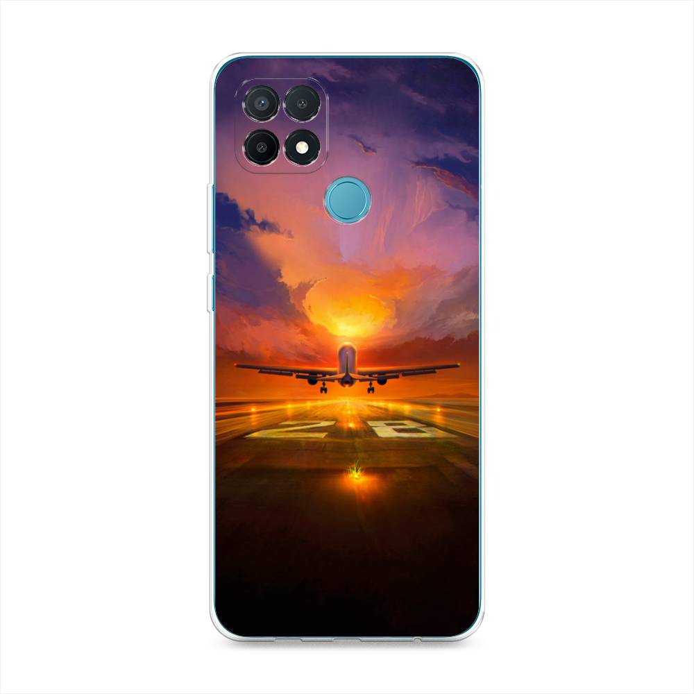 

Чехол на Oppo A15 "Самолет на посадке", Оранжевый;синий, 255650-6