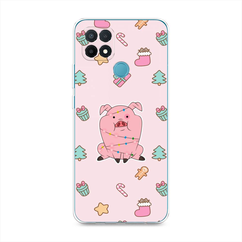 

Чехол на Oppo A15 "Розовая свинка", Розовый;зеленый, 255650-5
