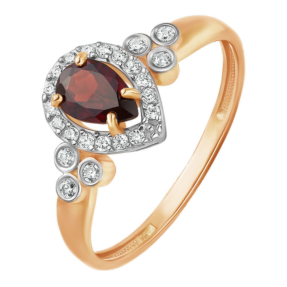 

Кольцо женское из красного золота с гранатом 585Gold 201010950, р. 16,5, 201010950