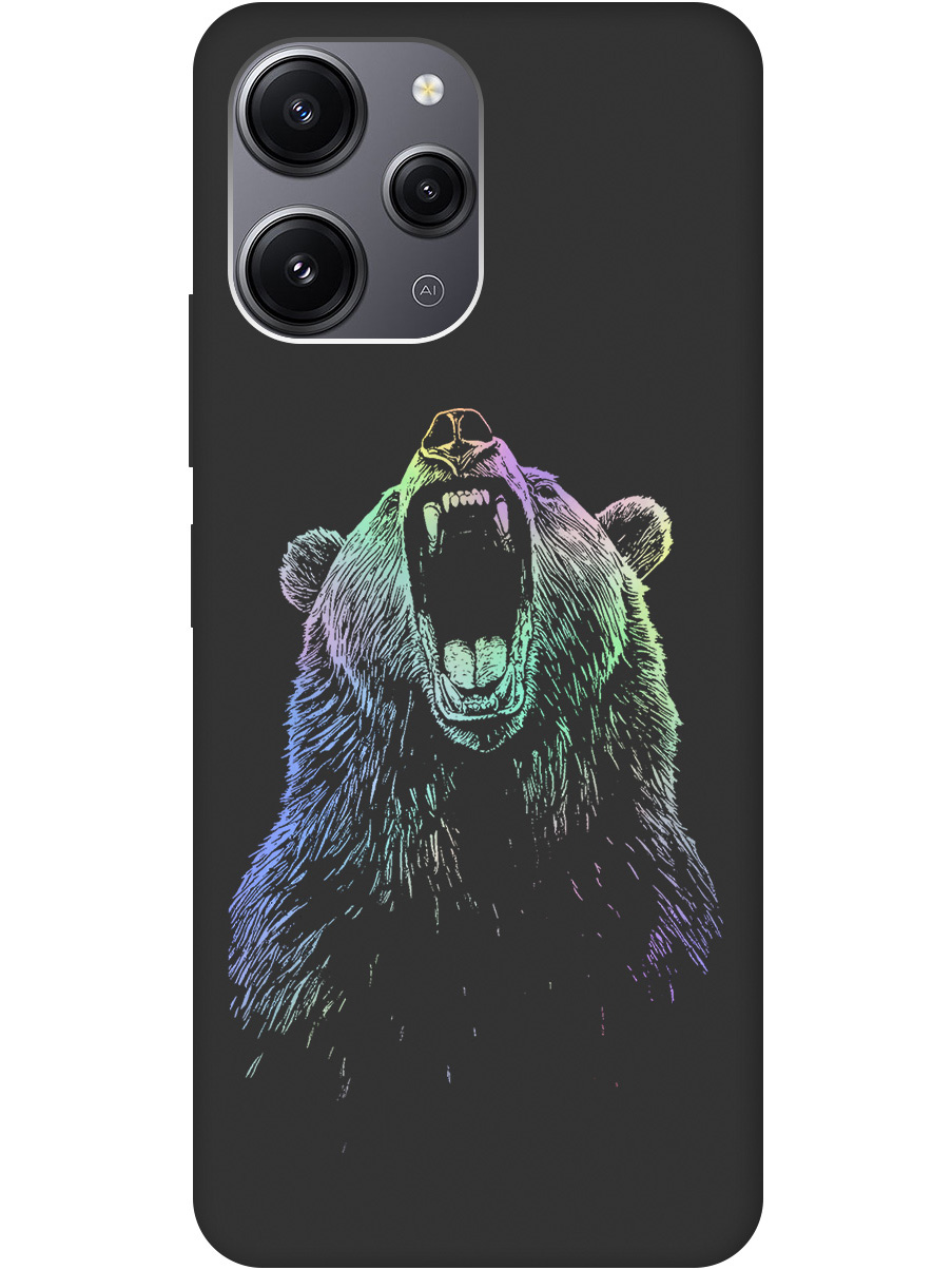 

Силиконовый чехол на Xiaomi Redmi 12 с принтом "Медведь Гризли" матовый черный, Черный;серебристый, 772621713