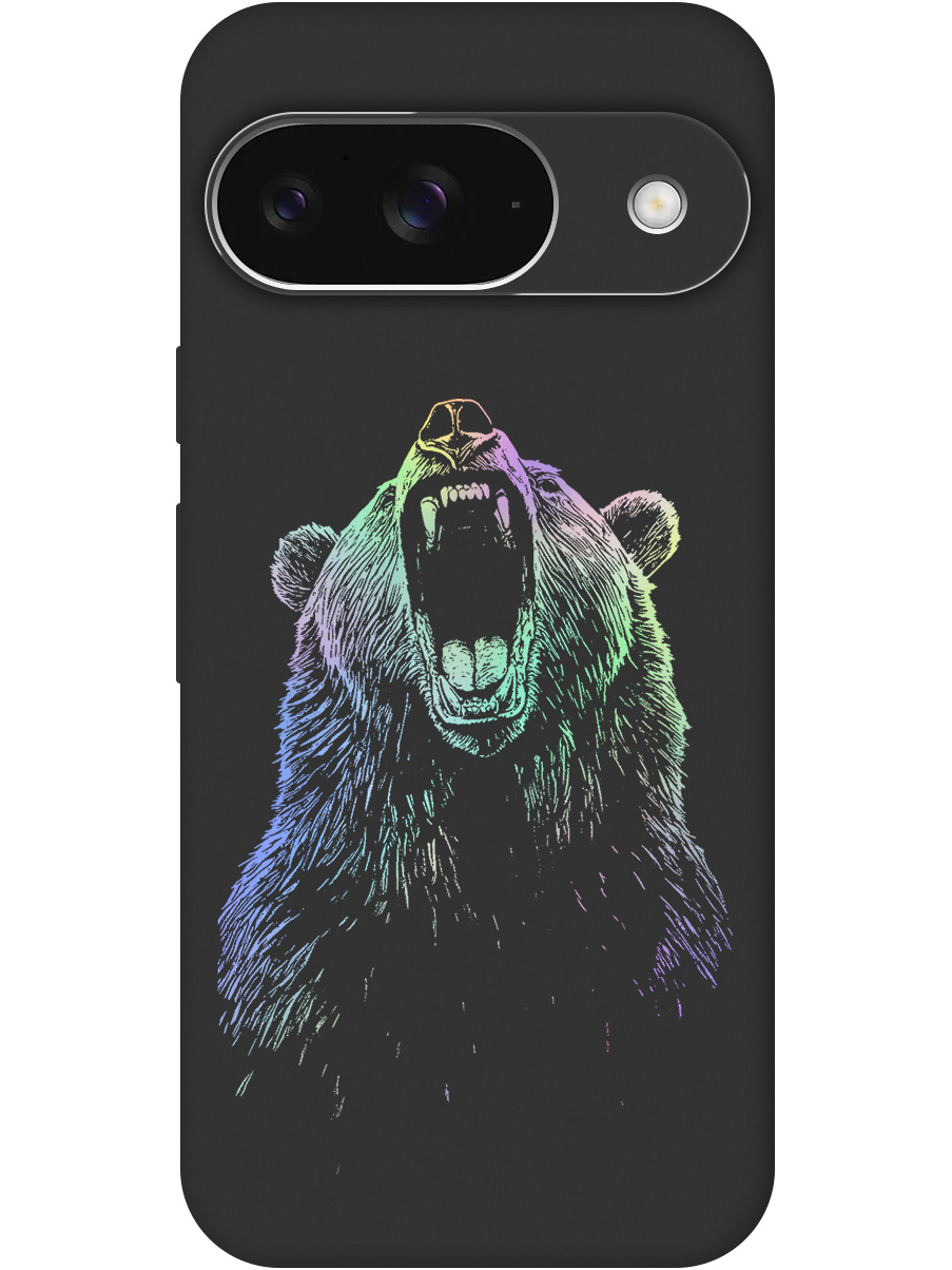 

Силиконовый чехол на Google Pixel 9 с принтом "Медведь Гризли" матовый черный, Черный;серебристый, 784809713