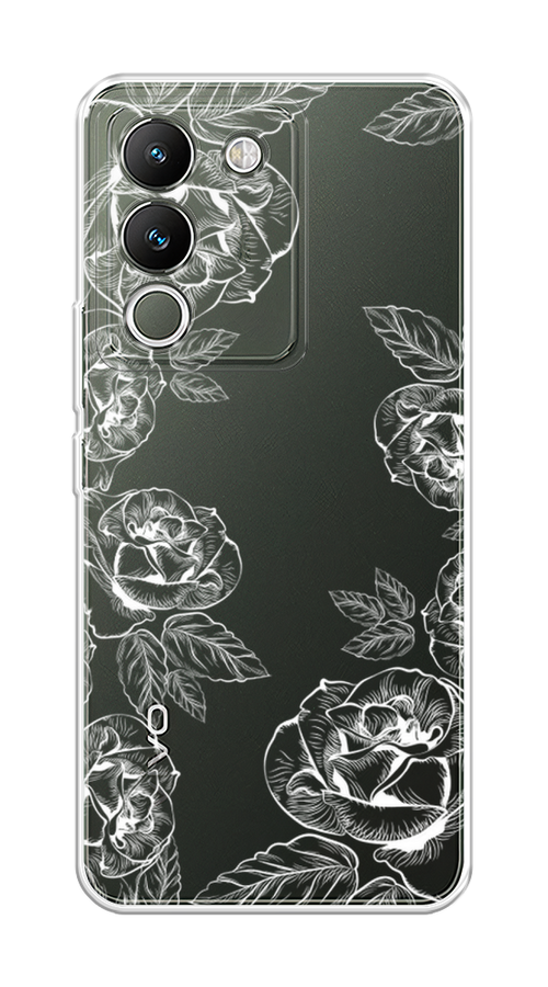 

Чехол на Vivo V29e 5G "Розы графика", Черный;серый, 269650-1