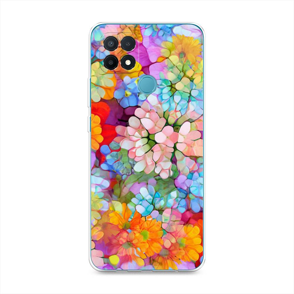 

Чехол на Oppo A15 "Цветы витраж", Оранжевый;розовый;голубой, 255650-3