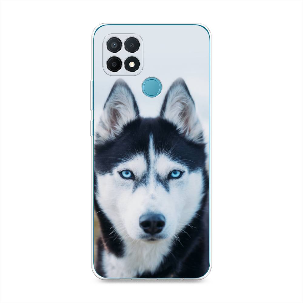 

Чехол на Oppo A15 "Хаски 2", Синий;белый, 255650-1
